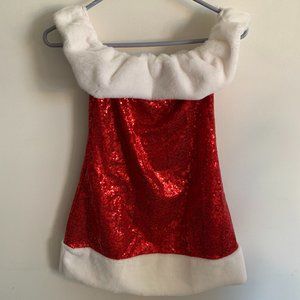 RS LOVE Size S Red Sequence Sleeveless With White Trim Lingerie Dress